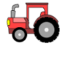 Tractor Motif in Red