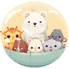 Cute animal family in cartoon style