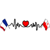 Cardio coeur avec drapeau France et drapeau Pologne