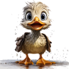 Funny duck soaking wet