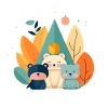 Cute bears with autumn motifs