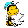Bee with pillow and sleepy cap
