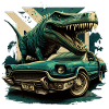 Cadillac and dinosaur