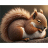 Cute animals doing hibernation – squirrel