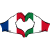 Francia Italia Forma di cuore con le mani