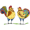 Rooster and hen
