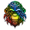 Affe Kopf Bunt