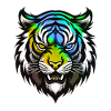 Tiger Kopf Bunt