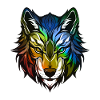 Wolf Kopf Bunt