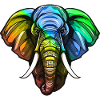 Elefant Kopf Bunt