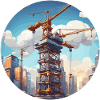 Kran / Baustelle / Seilwinde / Kransystem