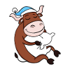 Ox with pillow and sleepy cap