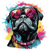 Pug dog with sunglasses