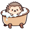 Hérisson mignon dans la baignoire