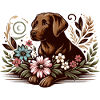 Bruine Labrador Cottage Core Bloemen