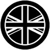 round UK Union Jack flag black White outline mod