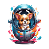 Chiot de l’espace en combinaison spatiale
