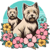 Cairn Terrier Retro Pastel Fleurs