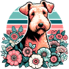 Airedale Terrier Retro Pastel Flowers