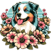 Australsk hyrde blå merle Pastel Retro Blomster