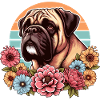 Bullmastiff Retro Pastel Flowers