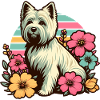 Cairn Terrier Retro Pastel Flowers