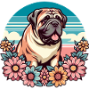 Bullmastiff Retro Pastel Flowers