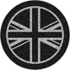 Rund UK Union Jack-flagga svart nödställd Vit ou