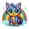 Vibrant Rainbow Kitty Artwork