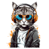 Cat DJ with headphones