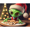 Alien trägt einen hässlichen Weihnachtspullover
