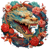 Kunstvoller Drache mit Blueten