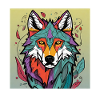 Geometrischer Wolfskopf Farbexplosion