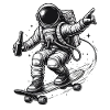 Astronaut on skateboard