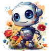 Robot with flowers