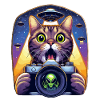 Lustige verängstigte Katze mit UFO-Alien-Angriff 3D-Effekt