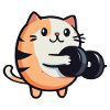 Funny cat with dumbbells fitness