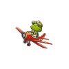 Pilot frog in a red plane