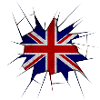 Union jack flag broken glass
