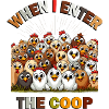 Satisfied chickens in chicken coop