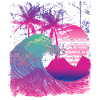 Japonia Vintage Vaporwave Wielka Fala