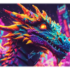 Techno multicoloured dragon head