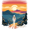 hiking retro mountain landscape