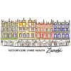 Zamosc in Poland, facades on the market, hand drawing