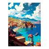village côtier Crète Grèce Illustration Scène