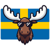 Älg med solglasögon och svensk flagga