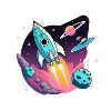 Rocket flying through space