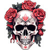 Gothic Skull and Roses Art