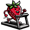 A strawberry on a treadmill