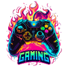 Gaming Controller Flames Art